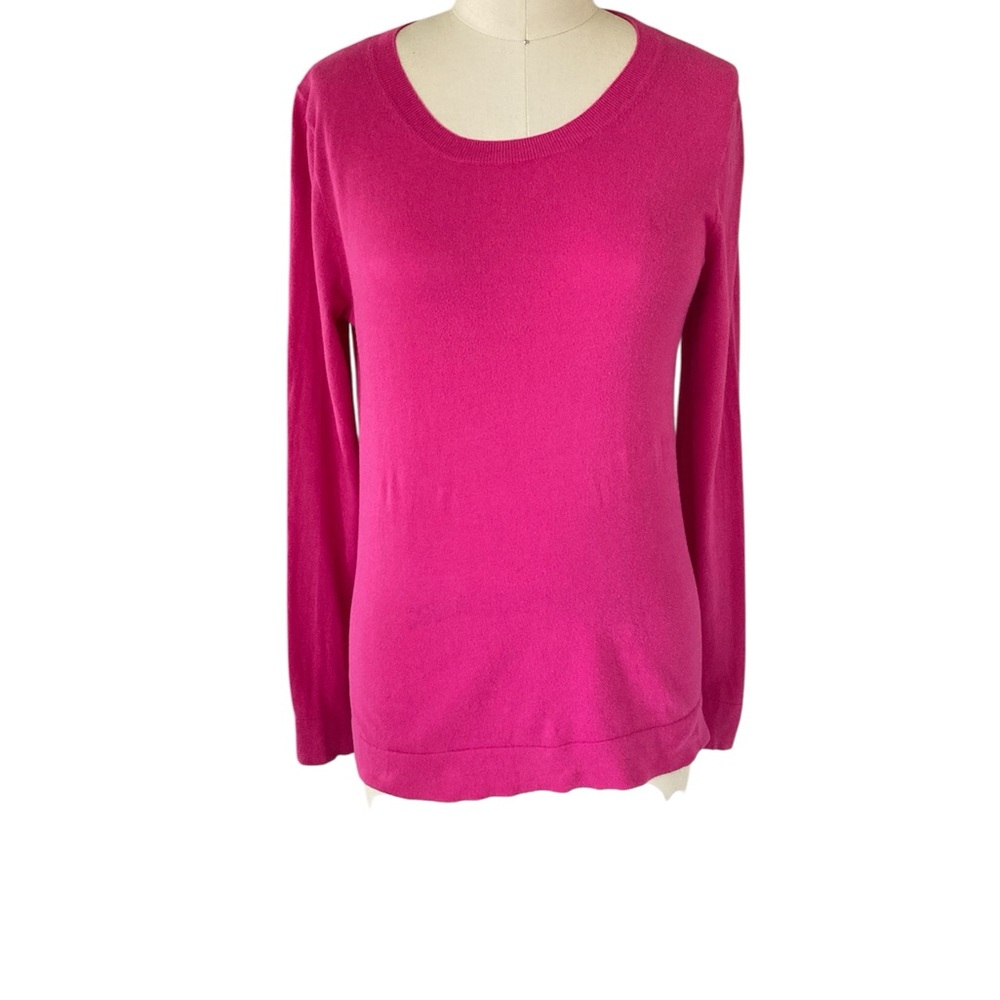 J. Crew Hot Pink Crew Neck Teddie Sweater Soft Knit Casual, Sz S